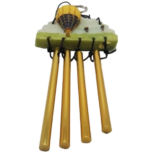 Wind Chimes Resin Yellow Hot Air Balloon Sky Mountains Metal Rod Home Decor - Picture 5 of 5